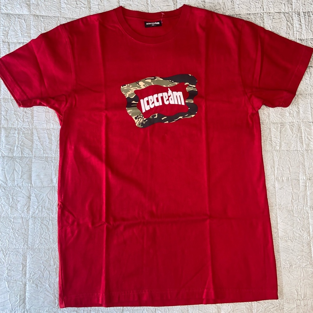ICECREAM Camo Flag Box Logo Tee Red Sz. Medium